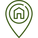 Location icon with house symbol