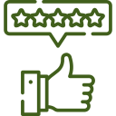 Thumbs up and 5 stars icon